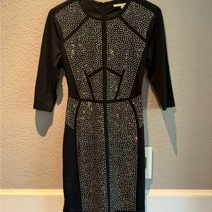 Black Bodycon Cocktail Dress with 3/4 Sleeves